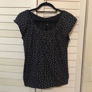 Navy Blue Flowers Top- M/L